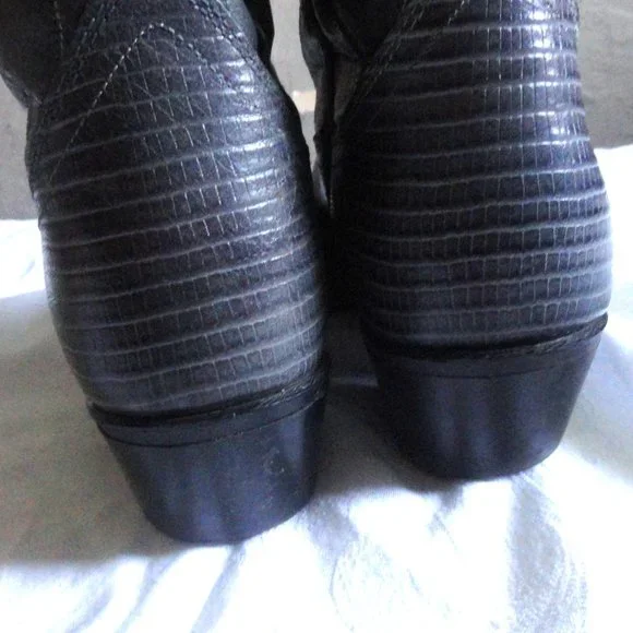 Acme Cowhide Lizard Reptile Embossed Cowboy Boots - Picture 7 of 9